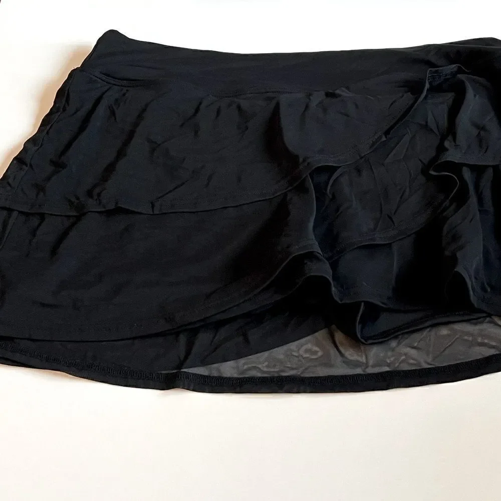 Coco Reef Women's Castaway Black Sway Mesh Layer Swim Skort black skirt short - Picture 7 of 8
